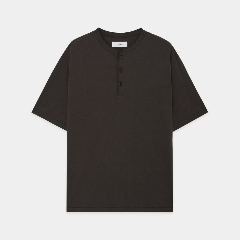 HENLEY NECK TEE - BLACK / 30/1オーガニックコットン空紡天竺 - ヘンリーネックTee / M26B14CS01B