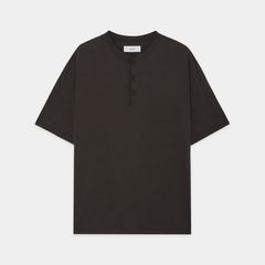HENLEY NECK TEE - BLACK / 30/1オーガニックコットン空紡天竺 - ヘンリーネックTee / M26B14CS01B
