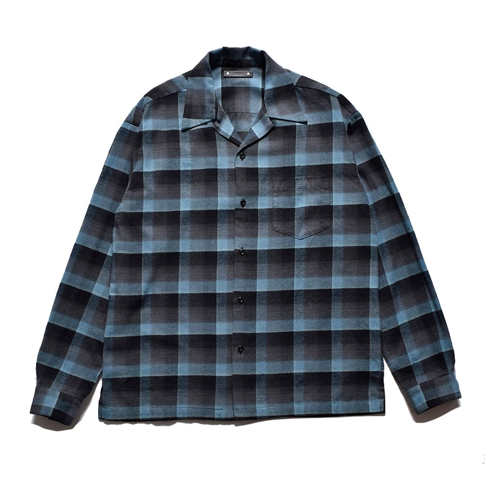 MINEDENIM - C.R Flow Ombre Check Open Collar L/S SH - BLT / 2409-5002 |  chemical conbination