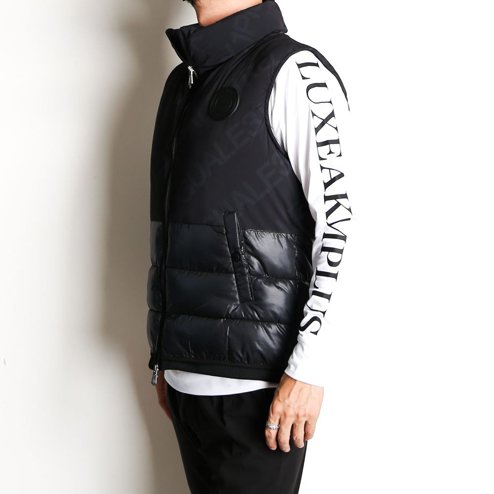 DIAGONAL LOGO VEST / 総柄ロゴパデッドベスト / USO-22073