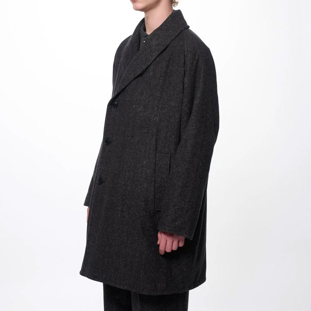 Shawl Collar Coat - Herringbone / ヘビーシルクフランネル - ショールカラーコート / M26C19CO01C