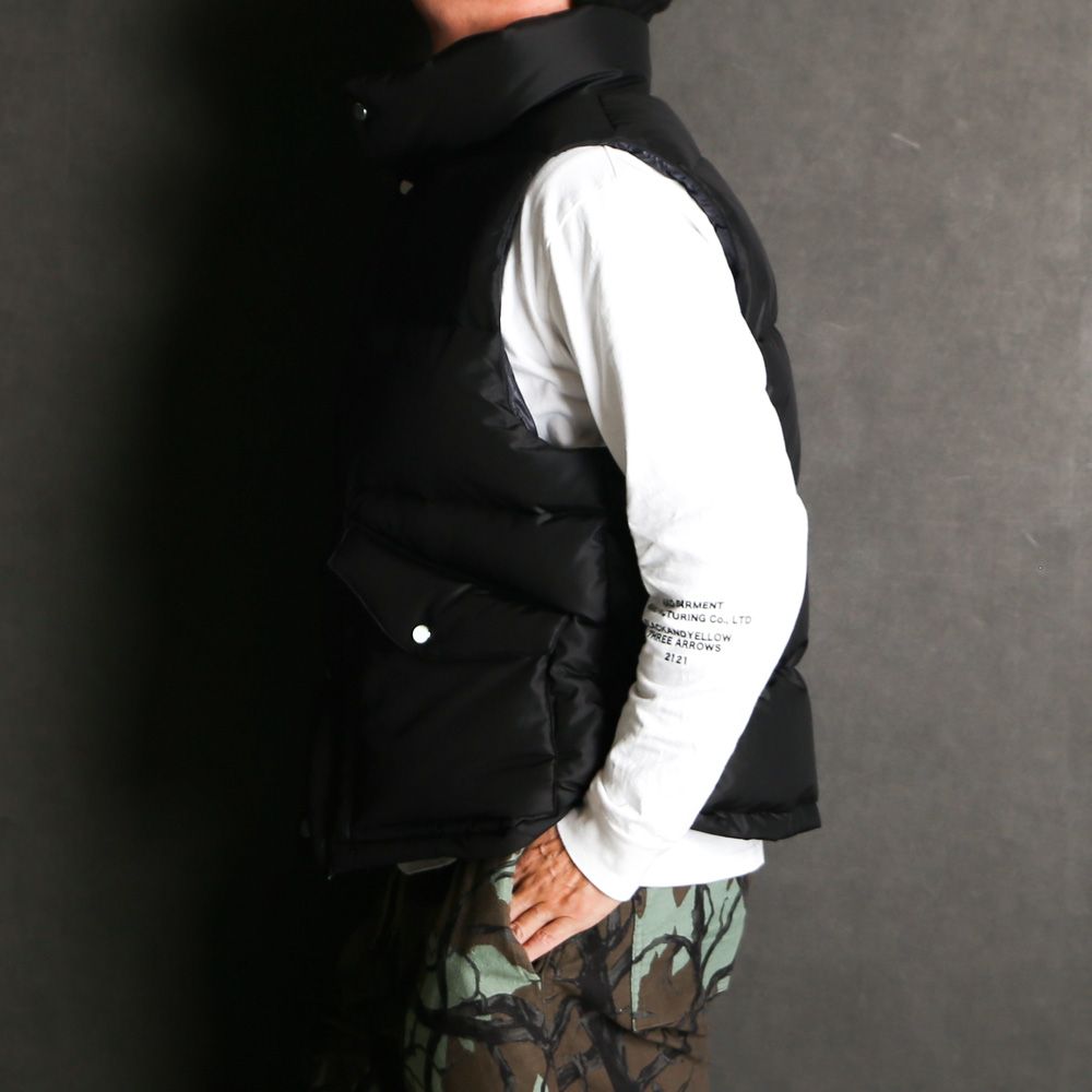 SILK DOWN VEST - BLACK / シルクタフタ - シルクダウンベスト / A25C17BL01A