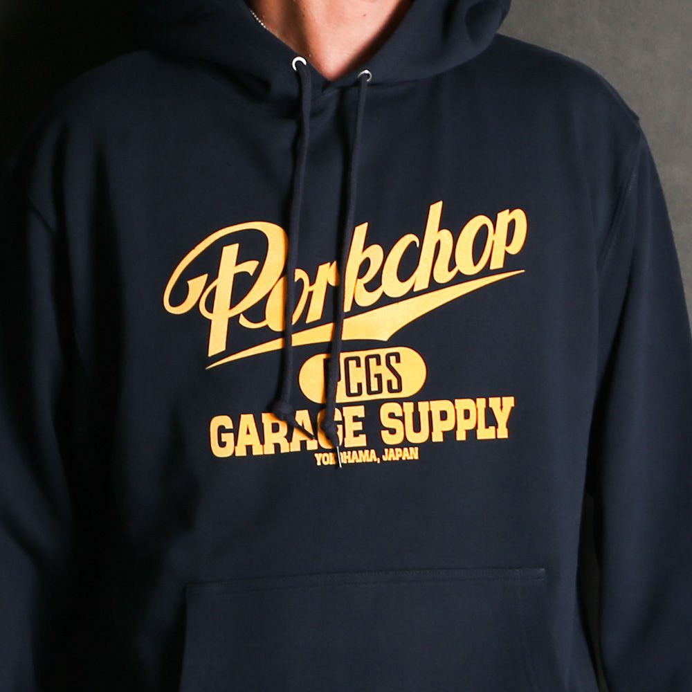 SCRIPT COLLEGE HOODIE - NAVY / プルオーバーパーカー