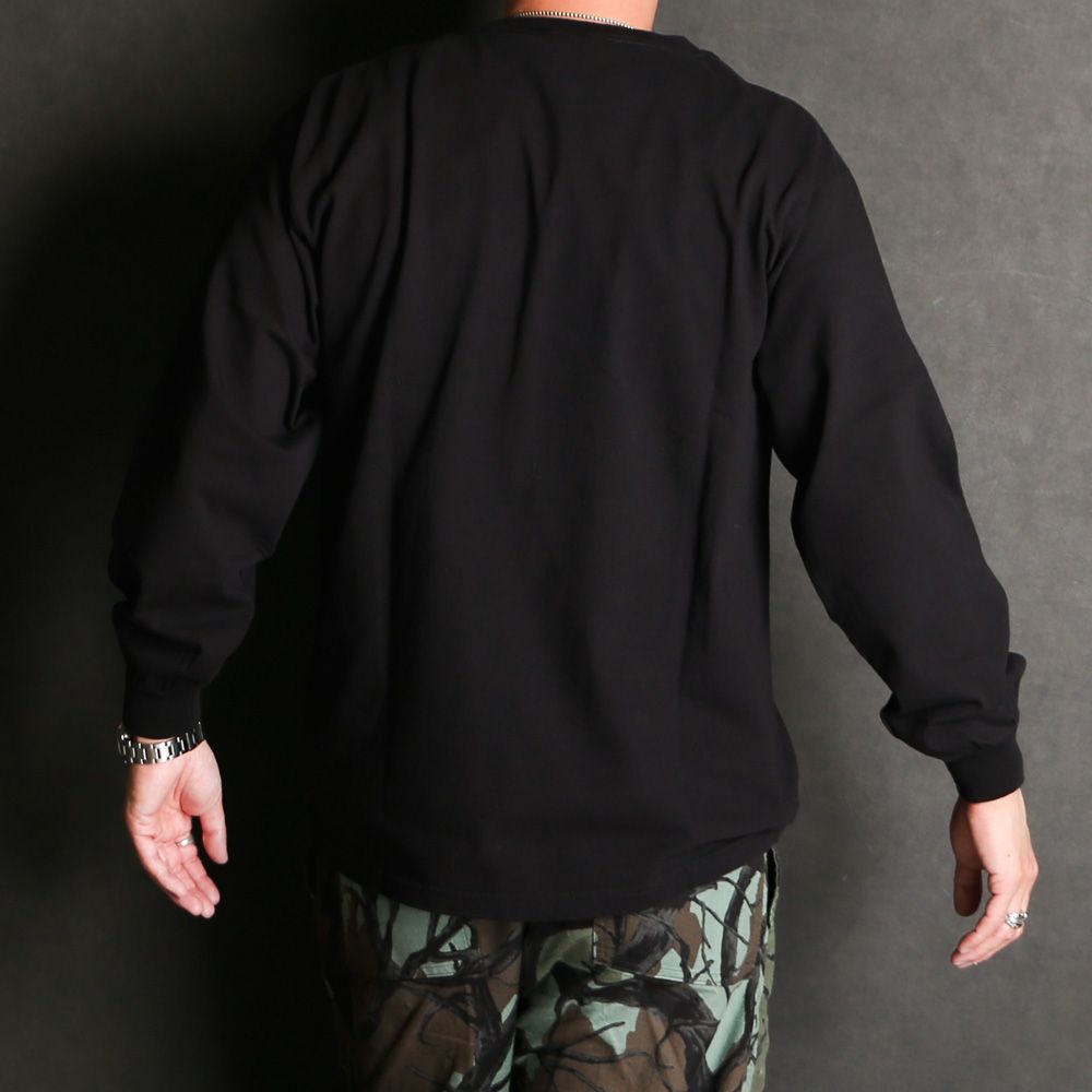 【ラスト1点-サイズS】T-SHIRT L/S GLOBE - BLACK / ロングスリーブ Tシャツ / 1251016