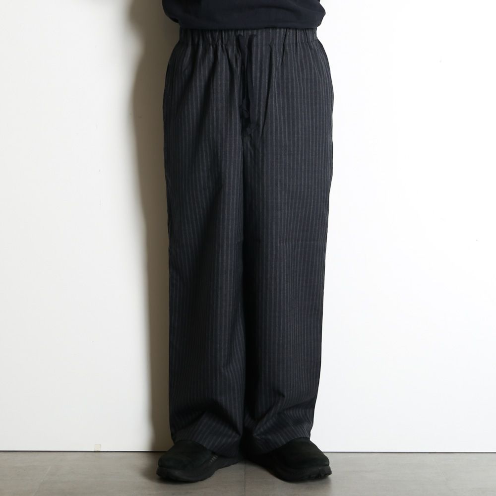 WIDE CYLINDER FIT EASY PANTS - GRAY STRIPE / 2/72 ウールトロピカルワッシャー - ワイドシリンダーフィット イージーパンツ / M26A11PT01C