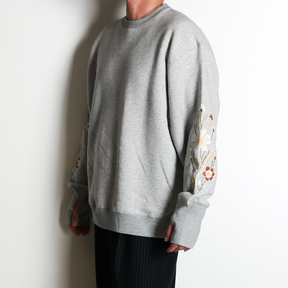 Embroidered Jacquard Crewneck Sweatshirt - Gray / クルーネック スウェット / SN-632B