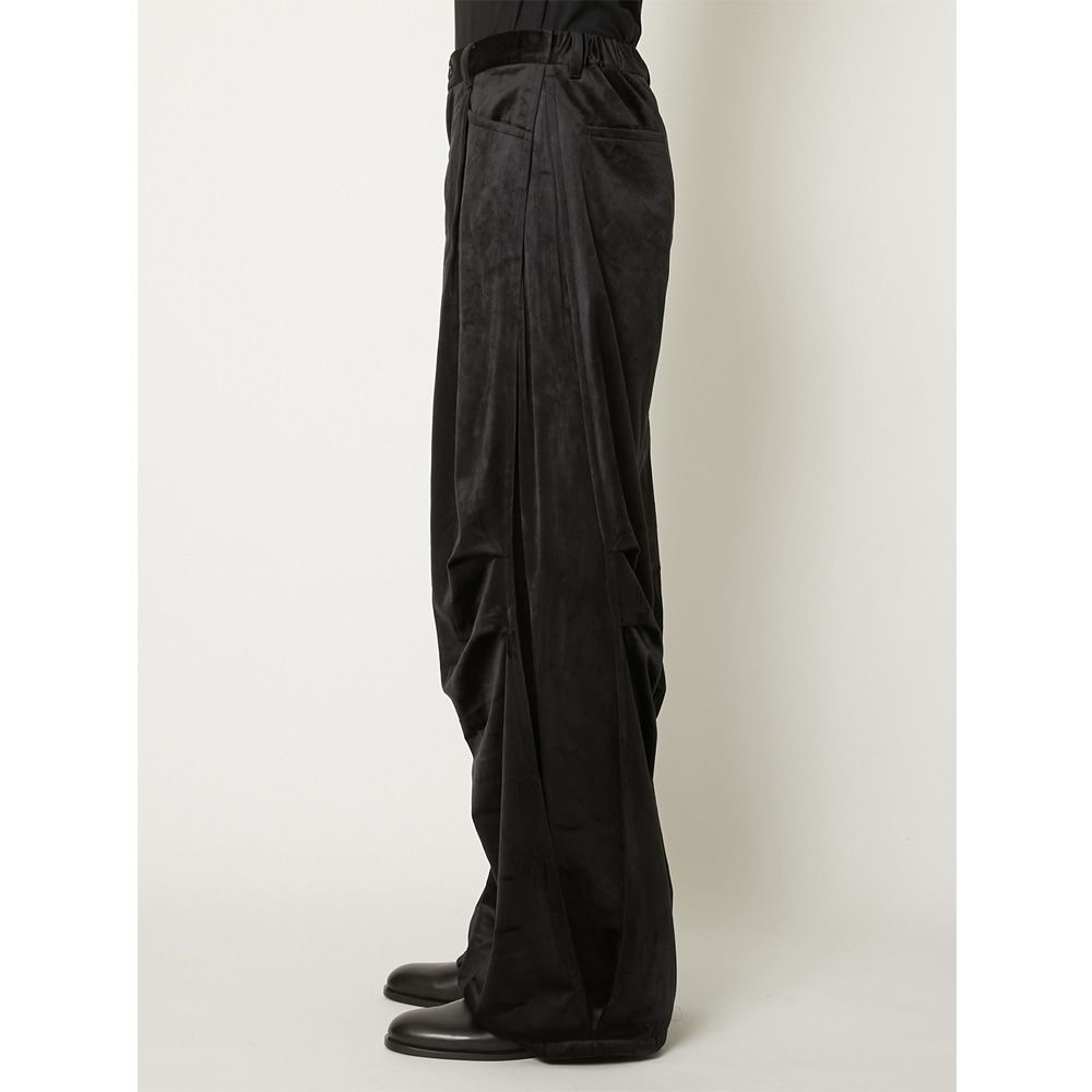 "Velvet" Draped Velvet Tuck Pants - Black / ベルベット タックパンツ / TA26AW-PT066