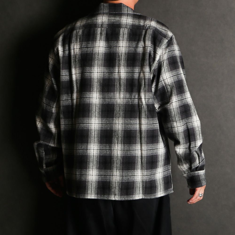 【ラスト1点-サイズM】Ombre Check L/S Shirt (25aw) - BLK / オンブレチェックシャツ / HS-090325