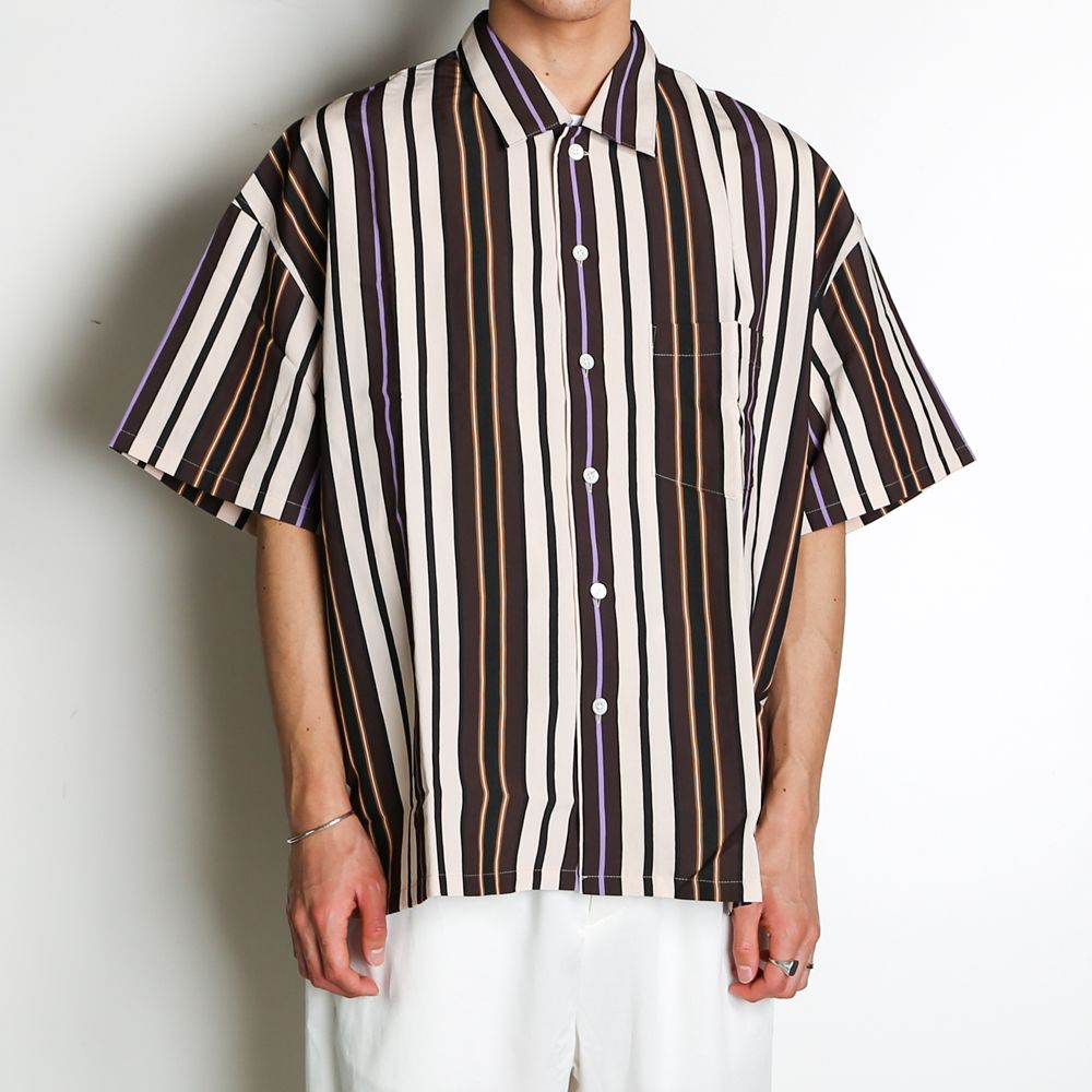 superNova. - Short sleeve big shirt 壱 - Multi Stripe / 半袖ビッグ