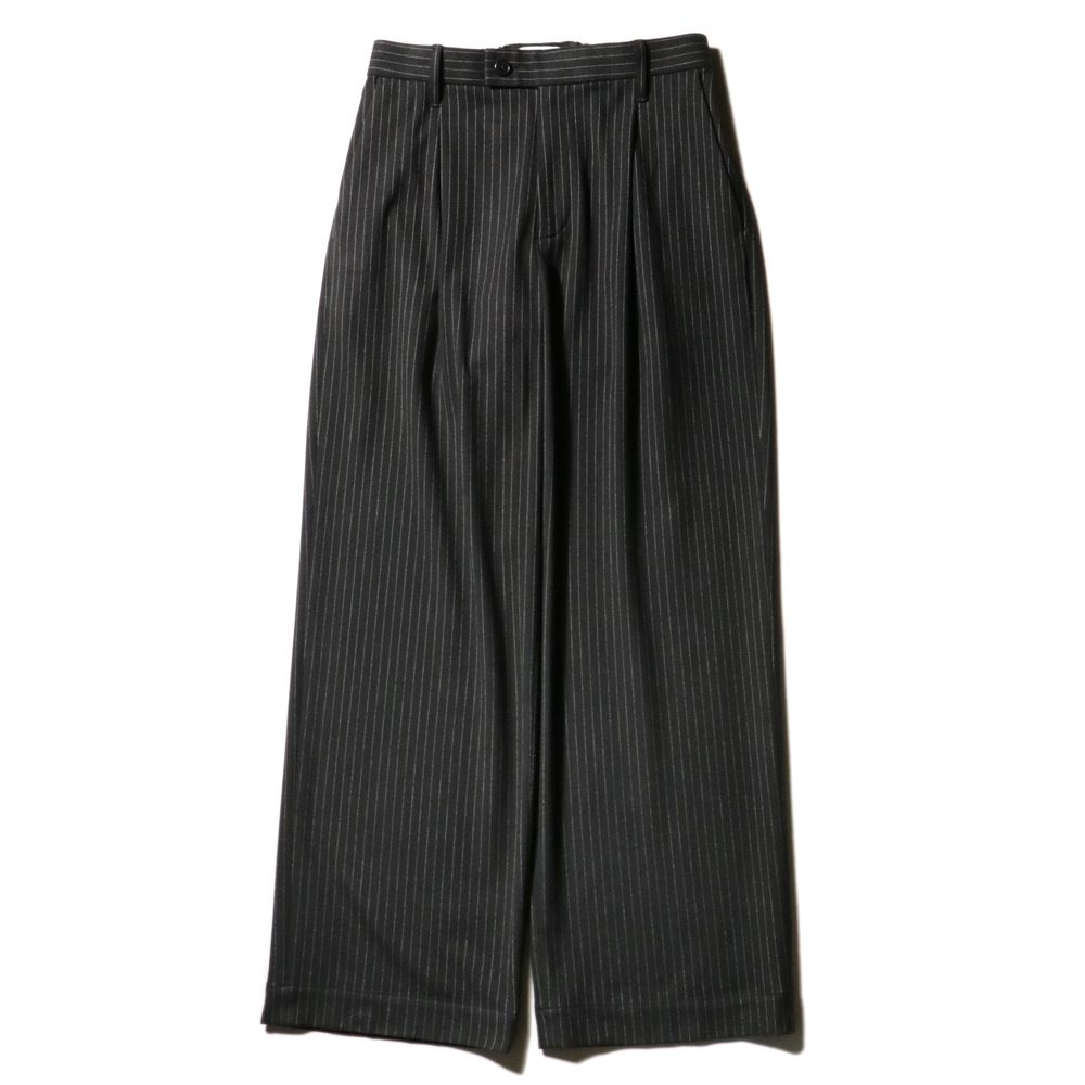 Wide Chalk Stripe Utility Trousers / ワイドトラウザー - ポリエステルレーヨン 2WAYストレッチ / SN-633B