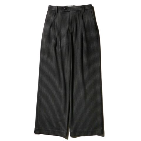 Wide Chalk Stripe Utility Trousers / ワイドトラウザー - ポリエステルレーヨン 2WAYストレッチ / SN-633B