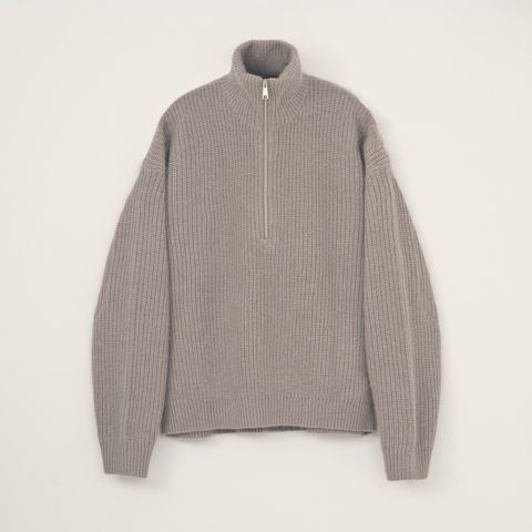 RACCON HALF ZIP KNIT - GREIGE / ハーフジップニット / VTM-26-K-106