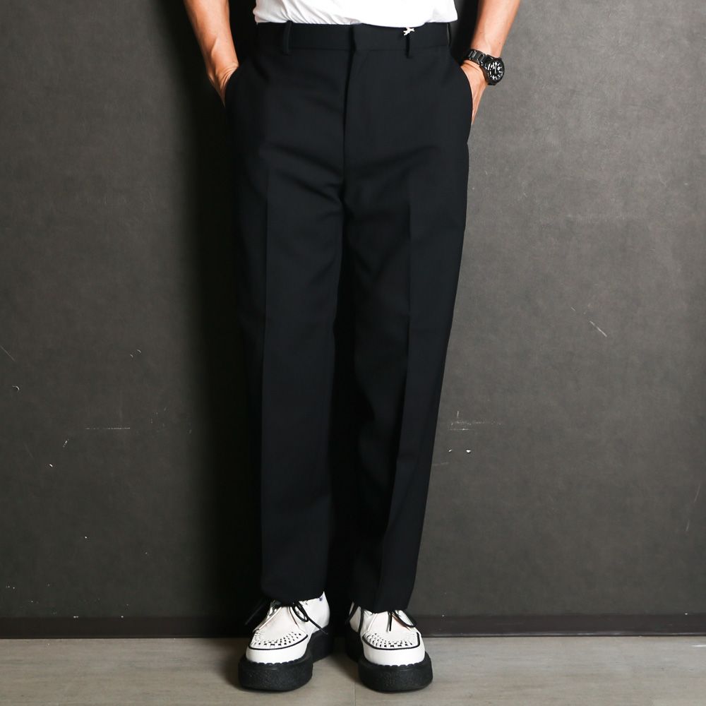 Flat Tapered Trousers - Black / 3/60 オーガニックウールサバイバルクロス® - フラットテーパードトラウザーズ / A26C07PT01C