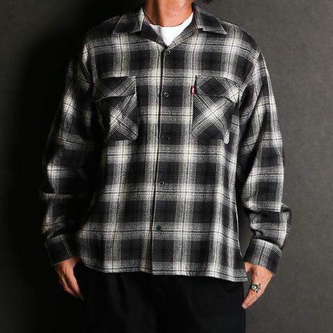 【ラスト1点-サイズM】Ombre Check L/S Shirt (25aw) - BLK / オンブレチェックシャツ / HS-090325