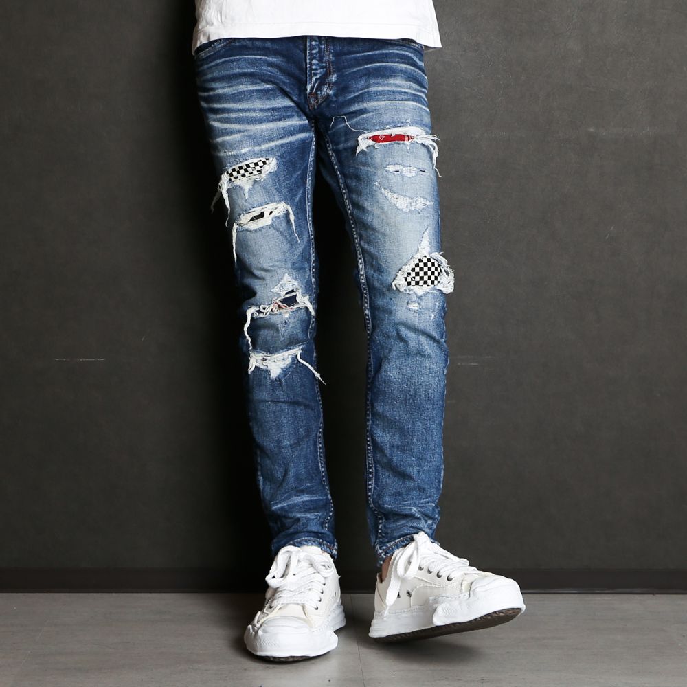 STRETCH DENIM 5P CROPPED TAPERED (DAMAGE REPAIR) / 5ポケット ストレッチデニム クロップドパンツ / TPT-S2104