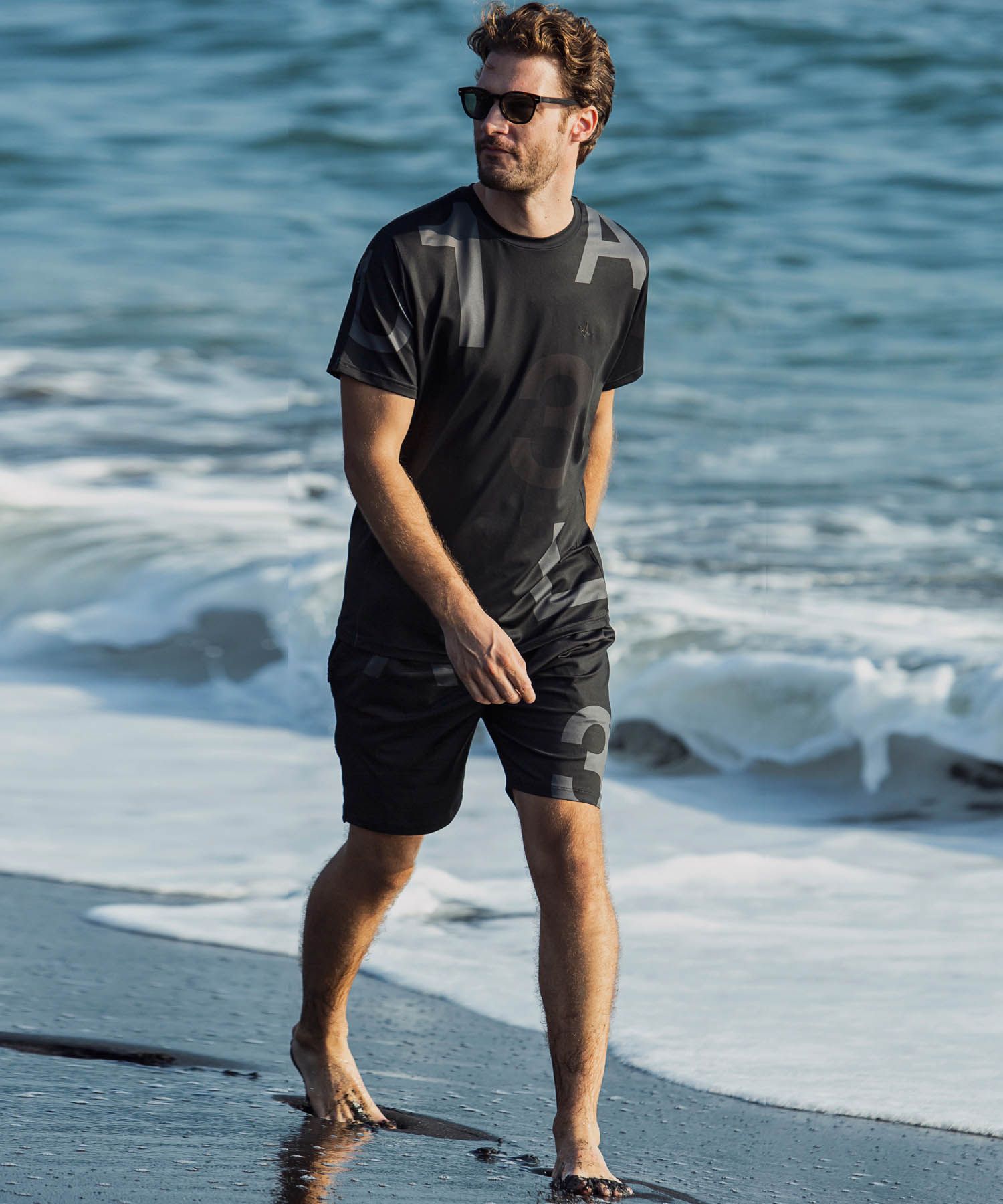 Rash guard SHORTS / ランダムロゴ ラッシュガードハーフパンツ / USB-21012