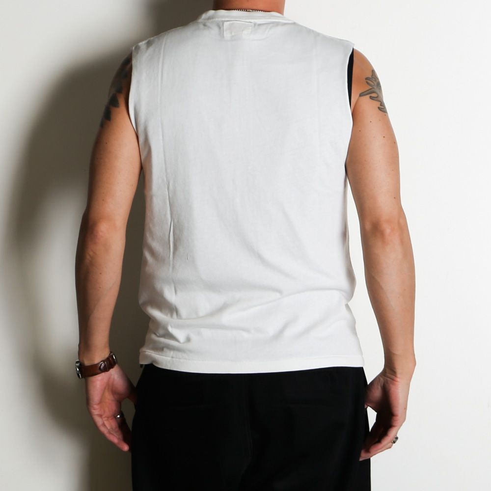 Typography Short N/S Tee T/C - WHITE / ノースリーブ Tシャツ / G16TS094