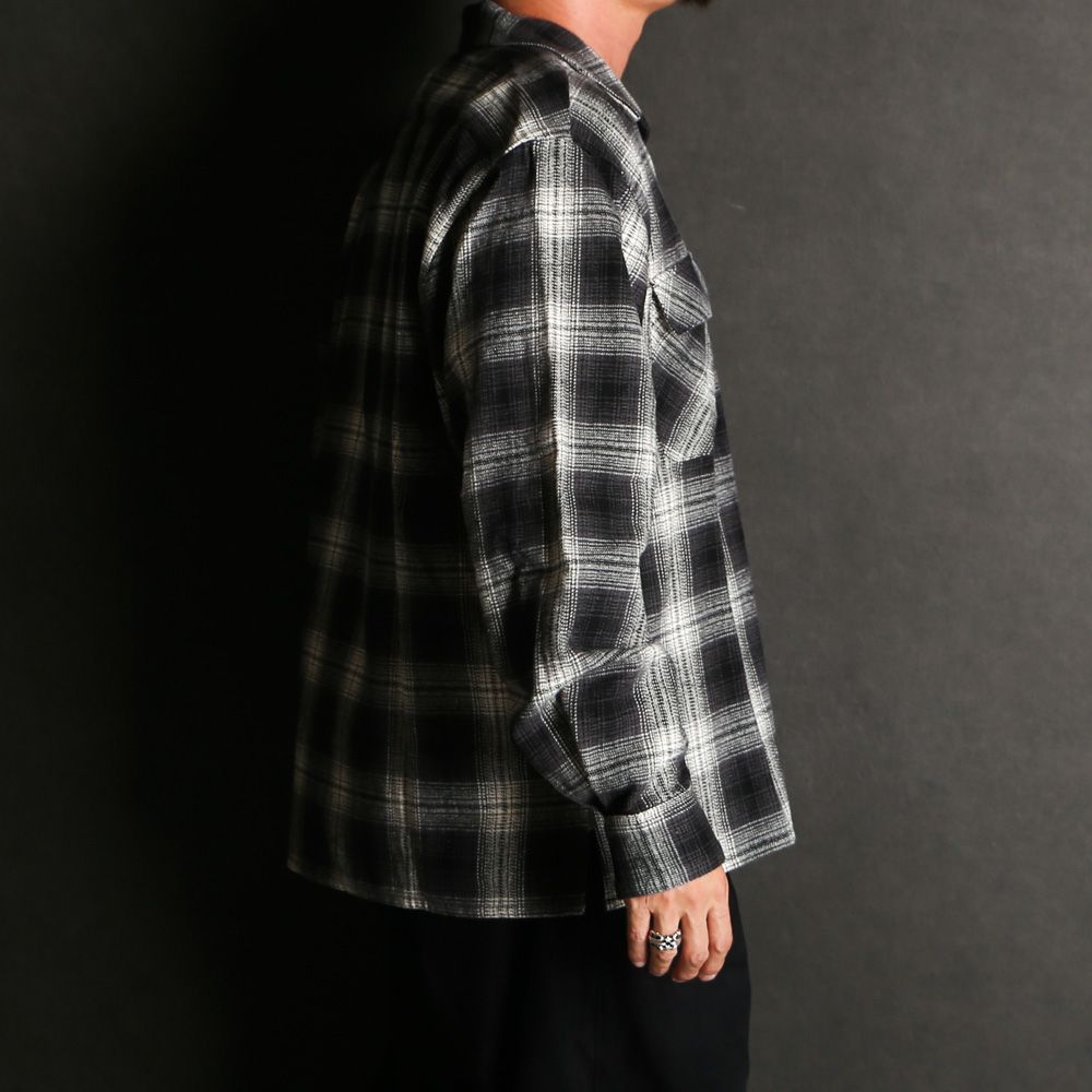 【ラスト1点-サイズM】Ombre Check L/S Shirt (25aw) - BLK / オンブレチェックシャツ / HS-090325