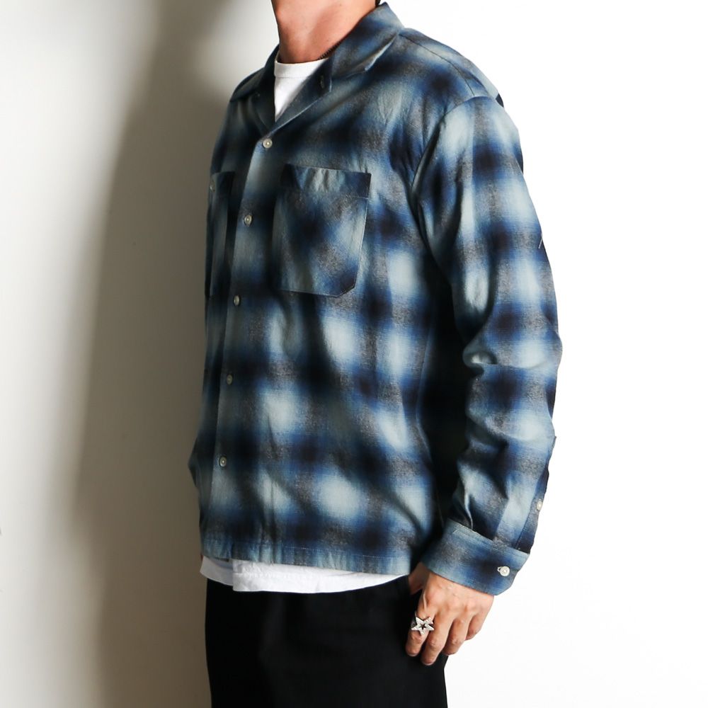 【ラスト1点-サイズ3】 C.Flannel Ombre Open Collar SH - BPT / 2509-5004