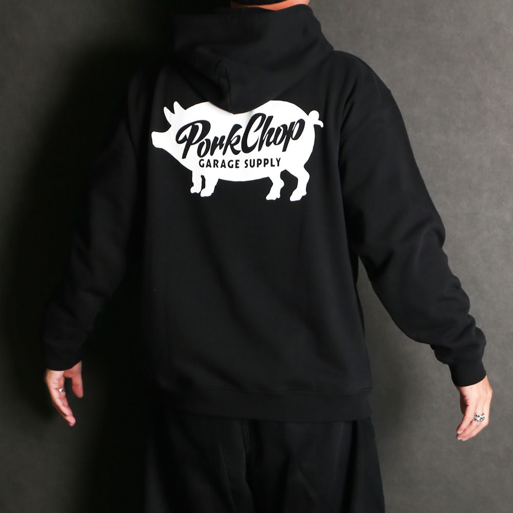 SCRIPT PORK HOODIE - BLACK / プルオーバーパーカー