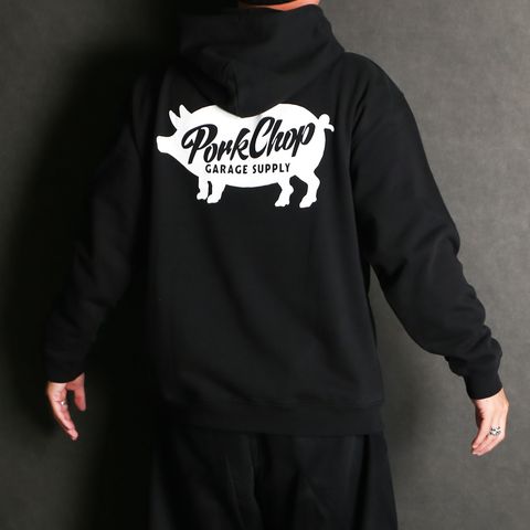 SCRIPT PORK HOODIE - BLACK / プルオーバーパーカー
