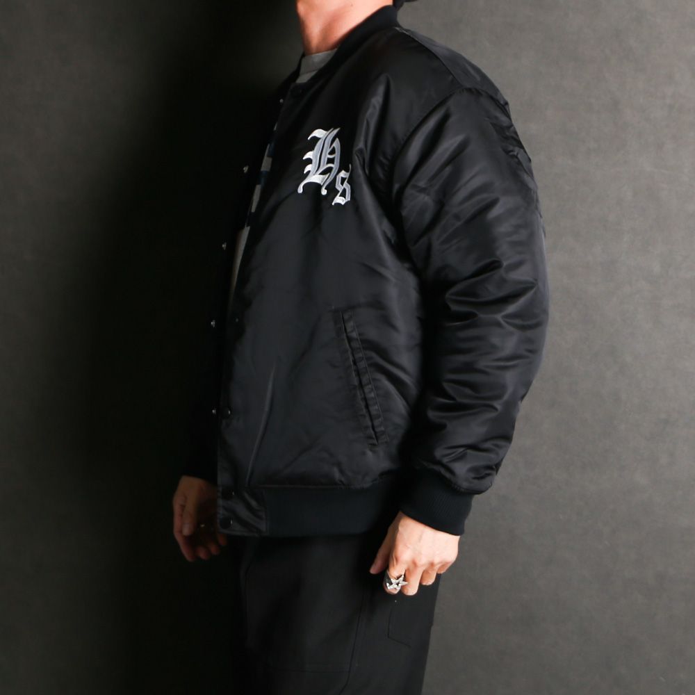 HideandSeek - Nylon Varsity Jacket(24aw) - BLK / ナイロン バーシティジャケット スタジャン /  HJ-110224 | chemical conbination