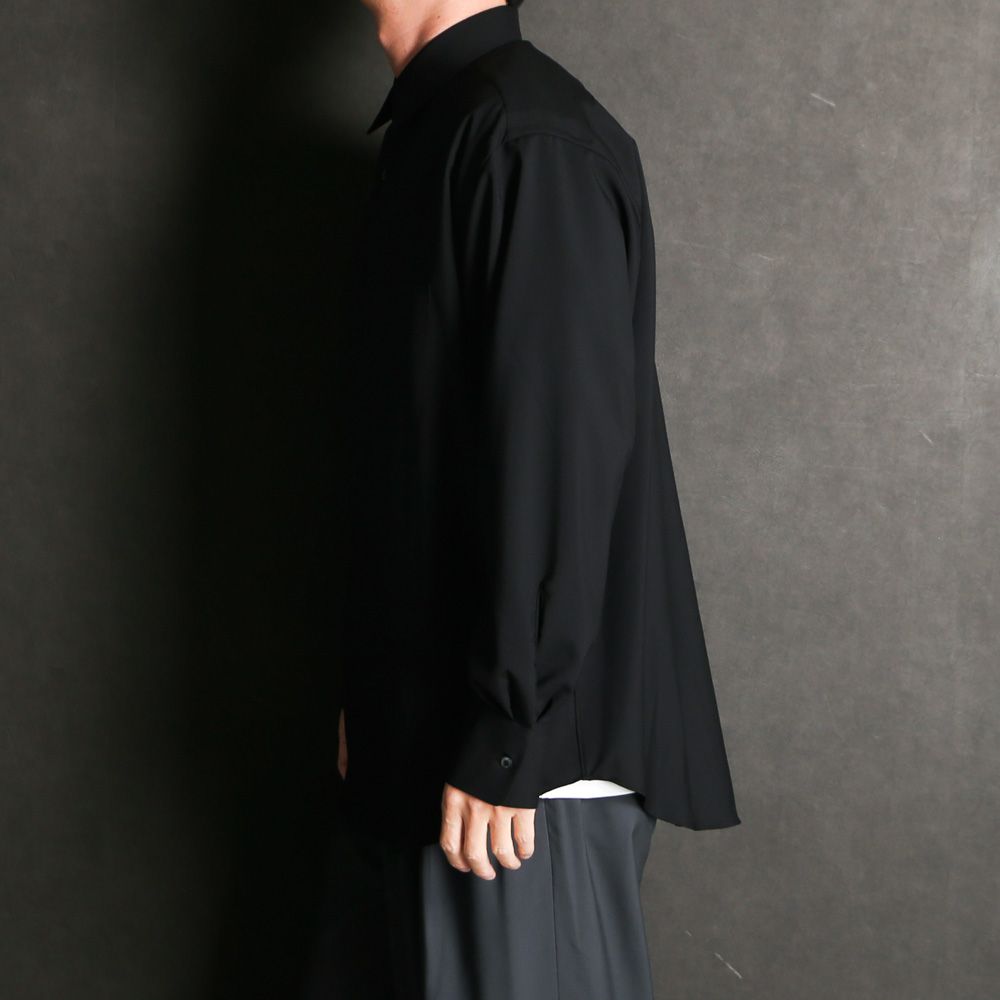COMFORT FIT SHIRT - BLACK / オーガニックウール2/80トロピカル - コンフォートフィットシャツ / A26A15SH01C