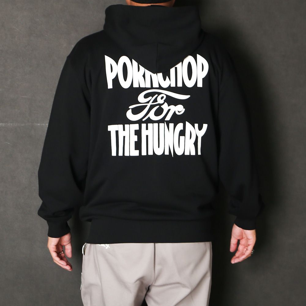 HUNGRY ZIP UP HOODIE - BLACK / ジップアップパーカー