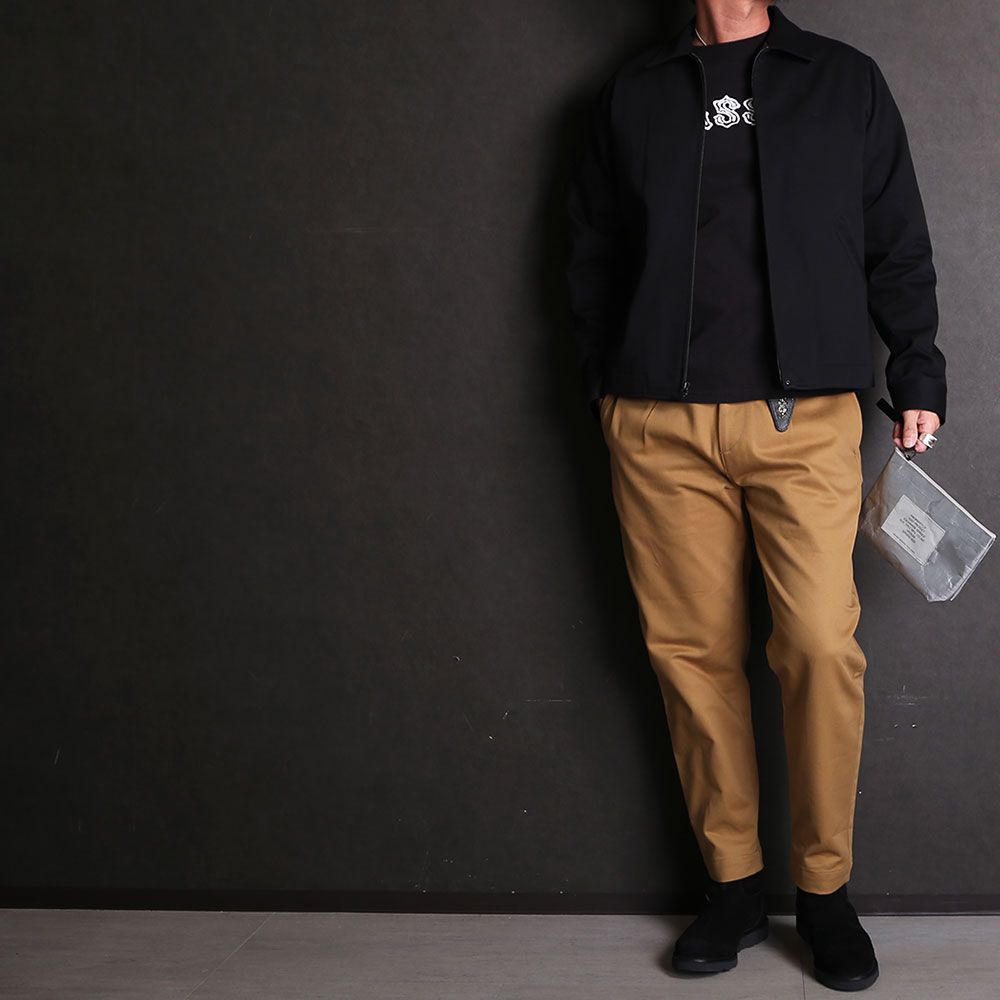 CALEE - VINTAGE TYPE CHINO CLOTH TUCK TROUSERS - BEIGE / 1