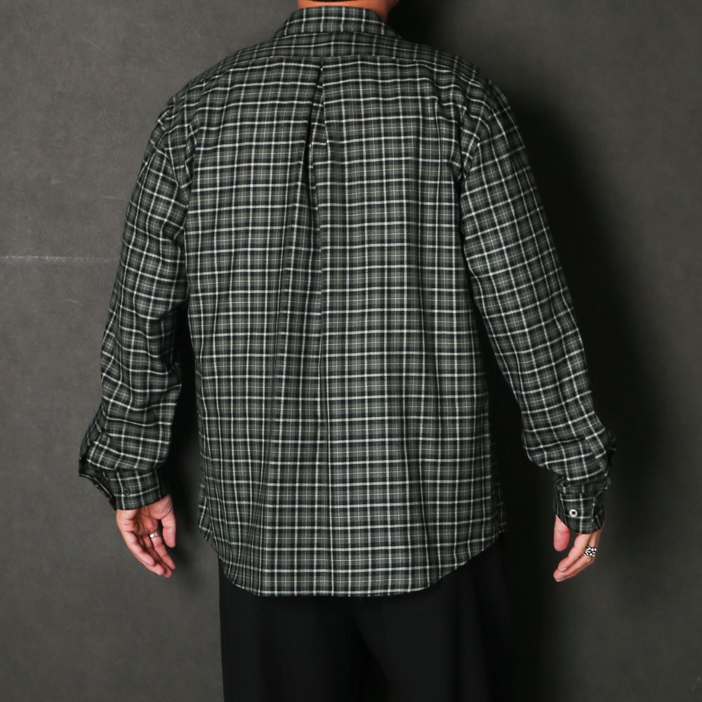 Zip Shirt - Moss Gray Check / オーガニックウールヴィエラチェック - ジップシャツ / A26C17SH03C