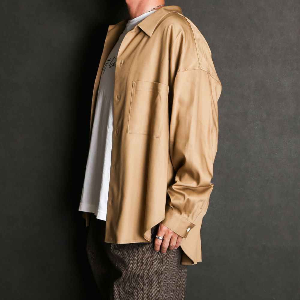 Regular fit big shirt - Rayon poly gabardine / レギュラーフィット ビッグシャツ ギャバジン / SN-411B