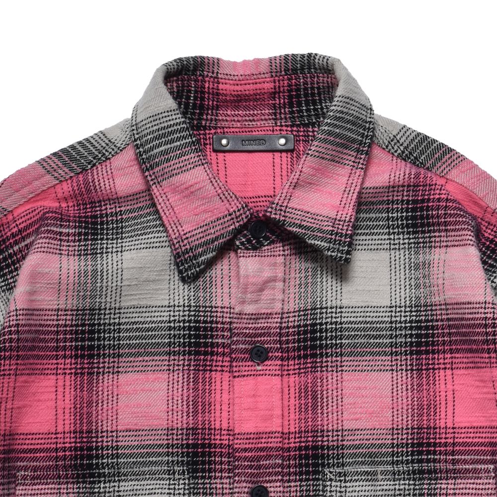 Heavy Cotton Flannel Ombre Work Shirt  - PINK / MDFBF09503