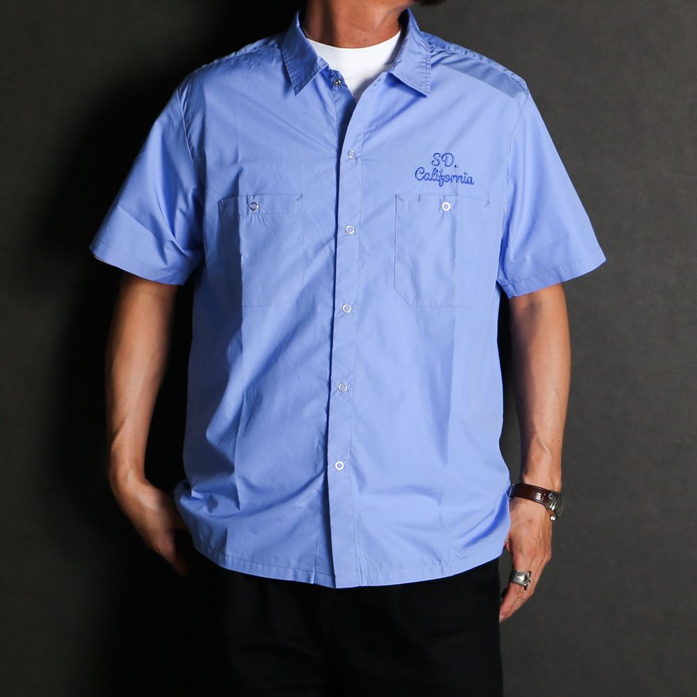 【ラスト1点-サイズL】 SD Dress Work Shirt SS - Blue / ワークシャツ / SHOSD220