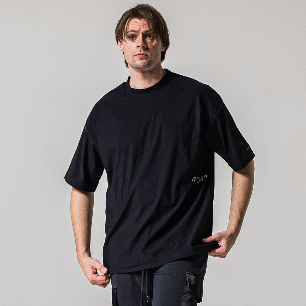 SIDE RC OVER TEE - BLACK / オーバーサイズ ナイロンTシャツ / RC39-T-004
