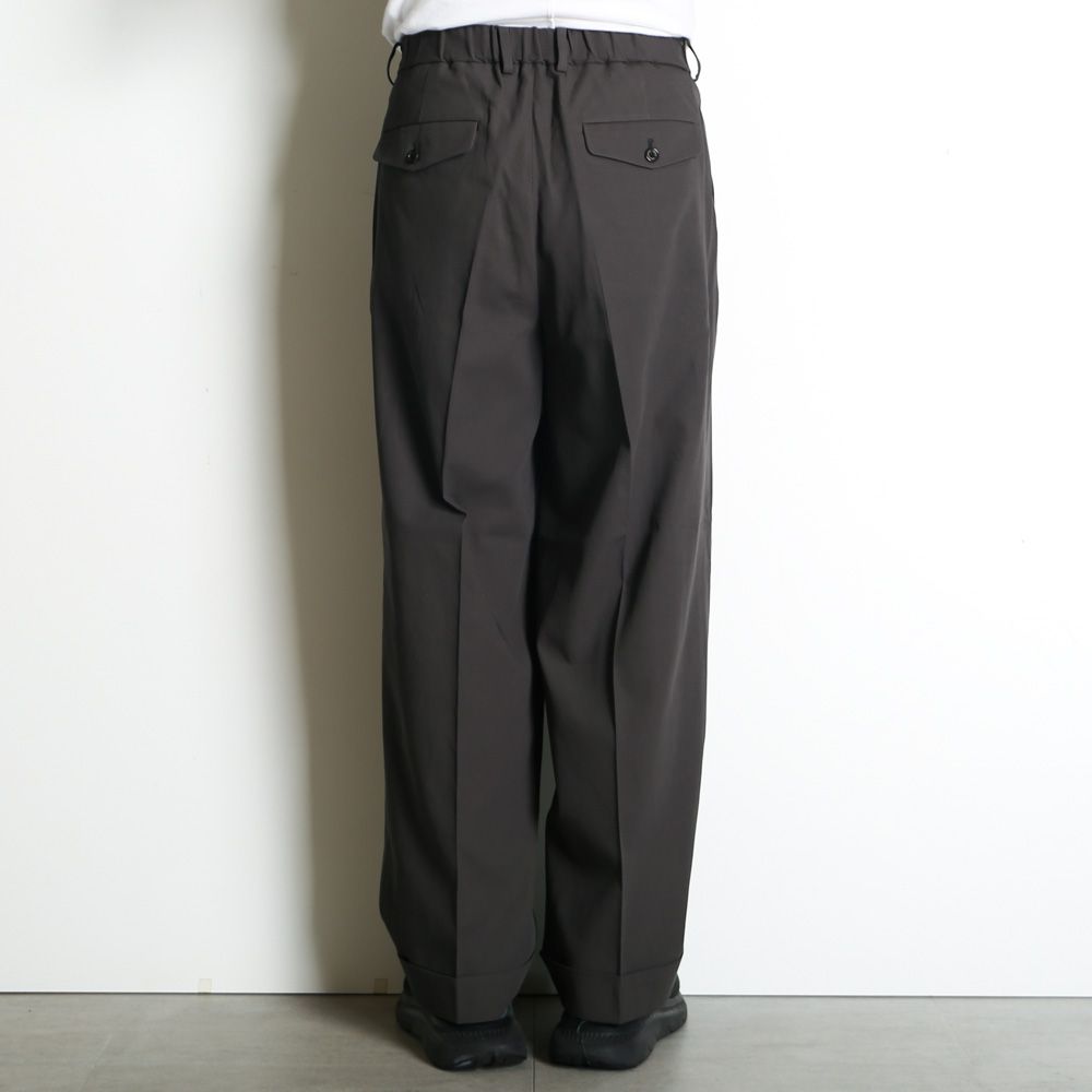 DOUBLE PLEATED SEMI EASY TROUSERS - CHARCOAL / 60/2オーガニック強燃ボイル3/2ツイル - ダブルプリーテッドセミイージートラウザーズ / A26A16PT01C