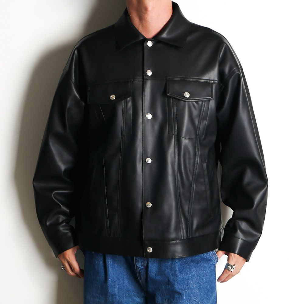 LEATHER OVER 3RD G - BLACK / エコレザージャケット / RC37-JK-006
