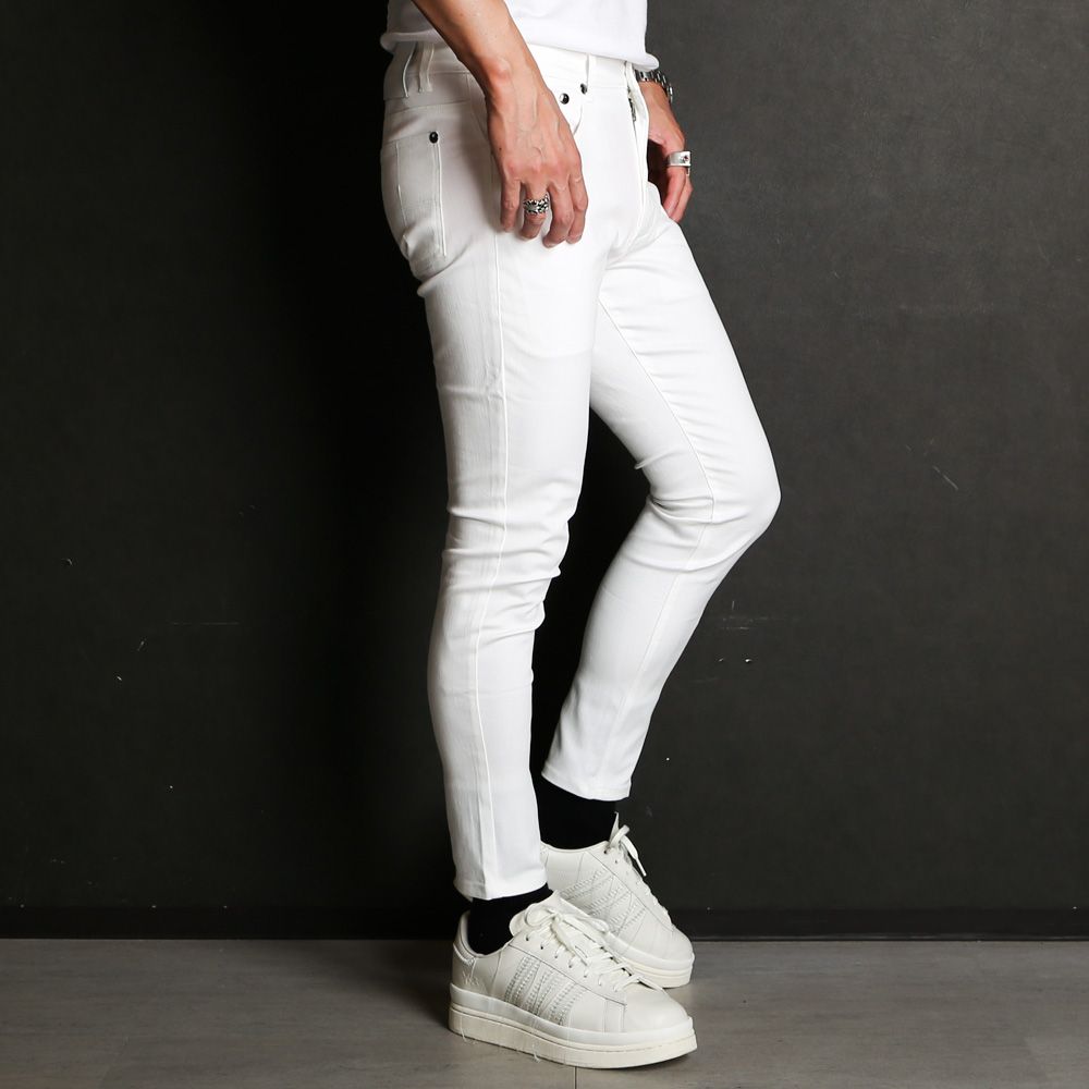 SKINNY PANTS - WHITE / グラデーションロゴ スキニーパンツ / USB-24052