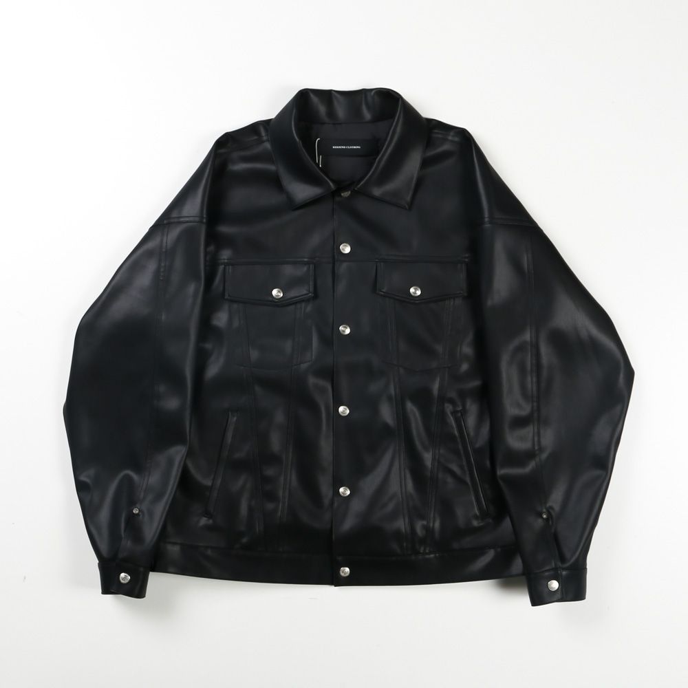 LEATHER OVER 3RD G - BLACK / エコレザージャケット / RC37-JK-006