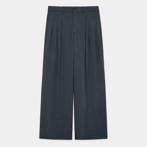 TRIPLE PLEATED WIDE TROUSERS - CHARCOAL / オーガニックウール2/80トロピカル - トリプルプリーテッドワイドトラウザーズ / A26A15PT03C