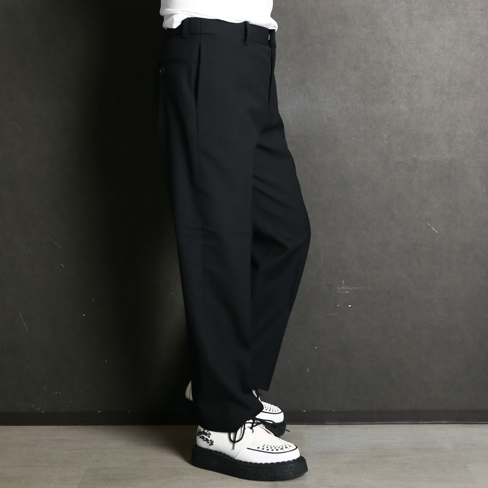 Flat Tapered Trousers - Black / 3/60 オーガニックウールサバイバルクロス® - フラットテーパードトラウザーズ / A26C07PT01C