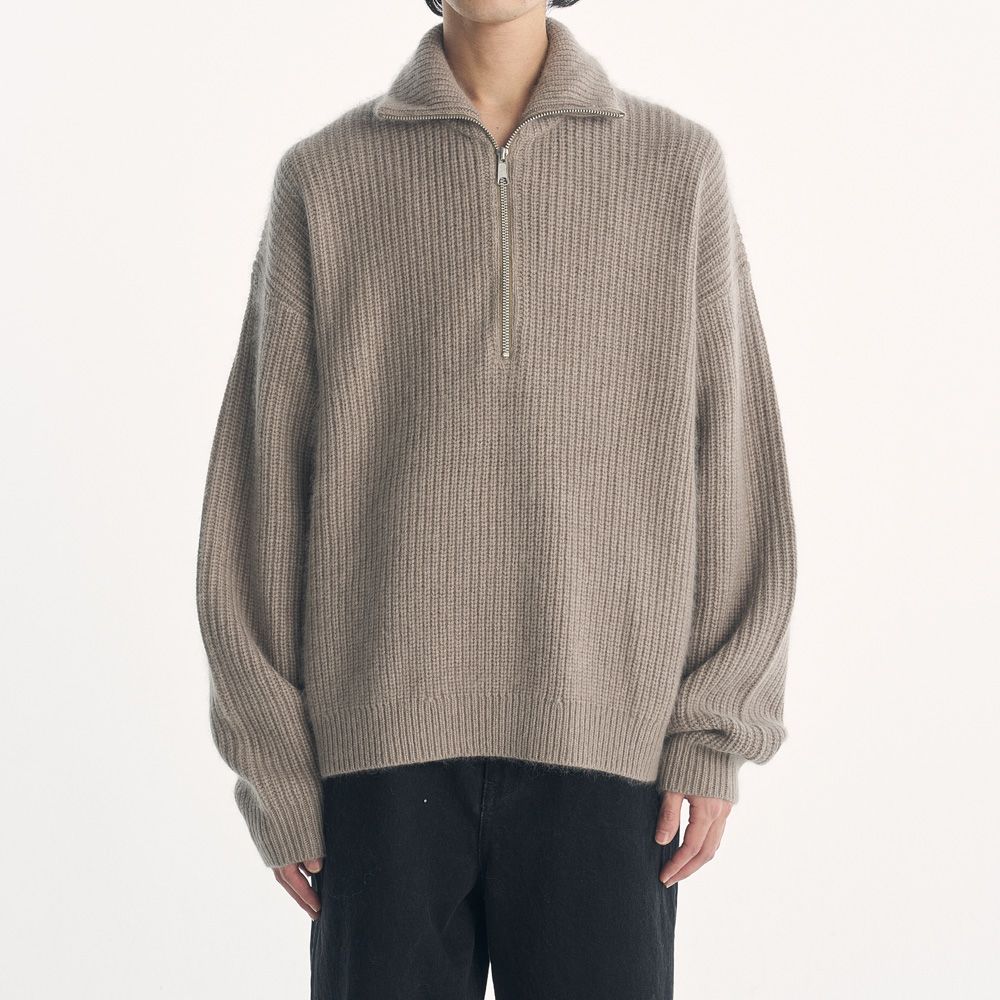 RACCON HALF ZIP KNIT - GREIGE / ハーフジップニット / VTM-26-K-106