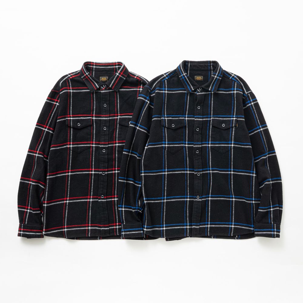 COTTON FLANNEL CHECK SHIRT - BLUE / チェックシャツ / 25'RS-0907