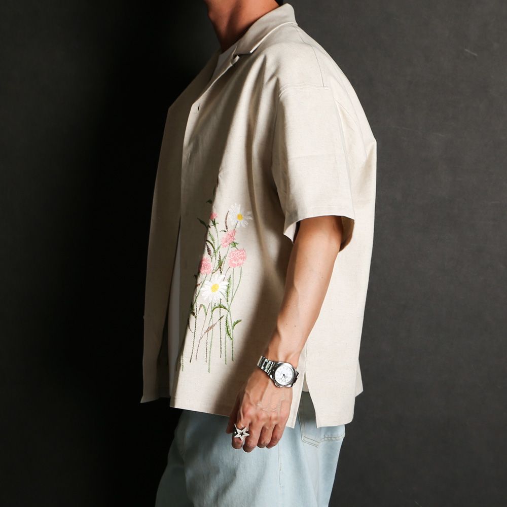 Aloha shirt - Flower garden embroidery / アロハシャツ - フラワー ガーデン エンブロイダリー / SN-571B