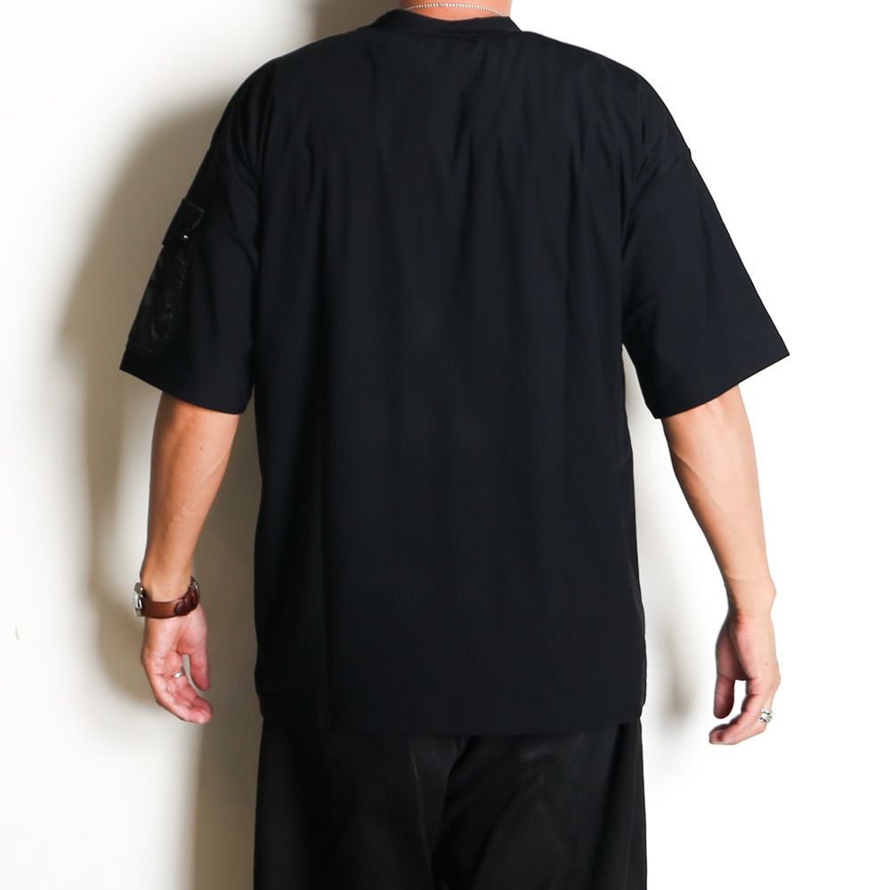 MILITARY NYLON OVER TEE - BLACK / ナイロンポケットビッグTシャツ / RC40-T-008