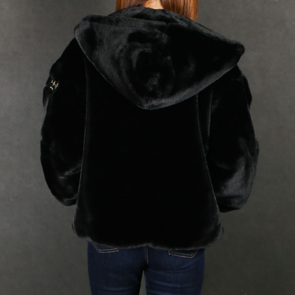 【レディース】 YUMOLA ユモラ - BLACK / エコファー フードブルゾン (フリース) / LJXA0039033588