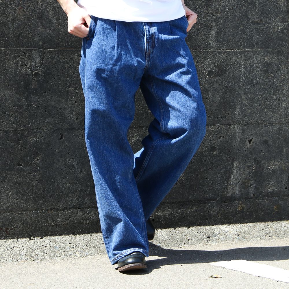 Selvedge wide jeans - Bio wash / セルヴィッチワイドデニム - バイオウォッシュ / SNJ-38IBW - S