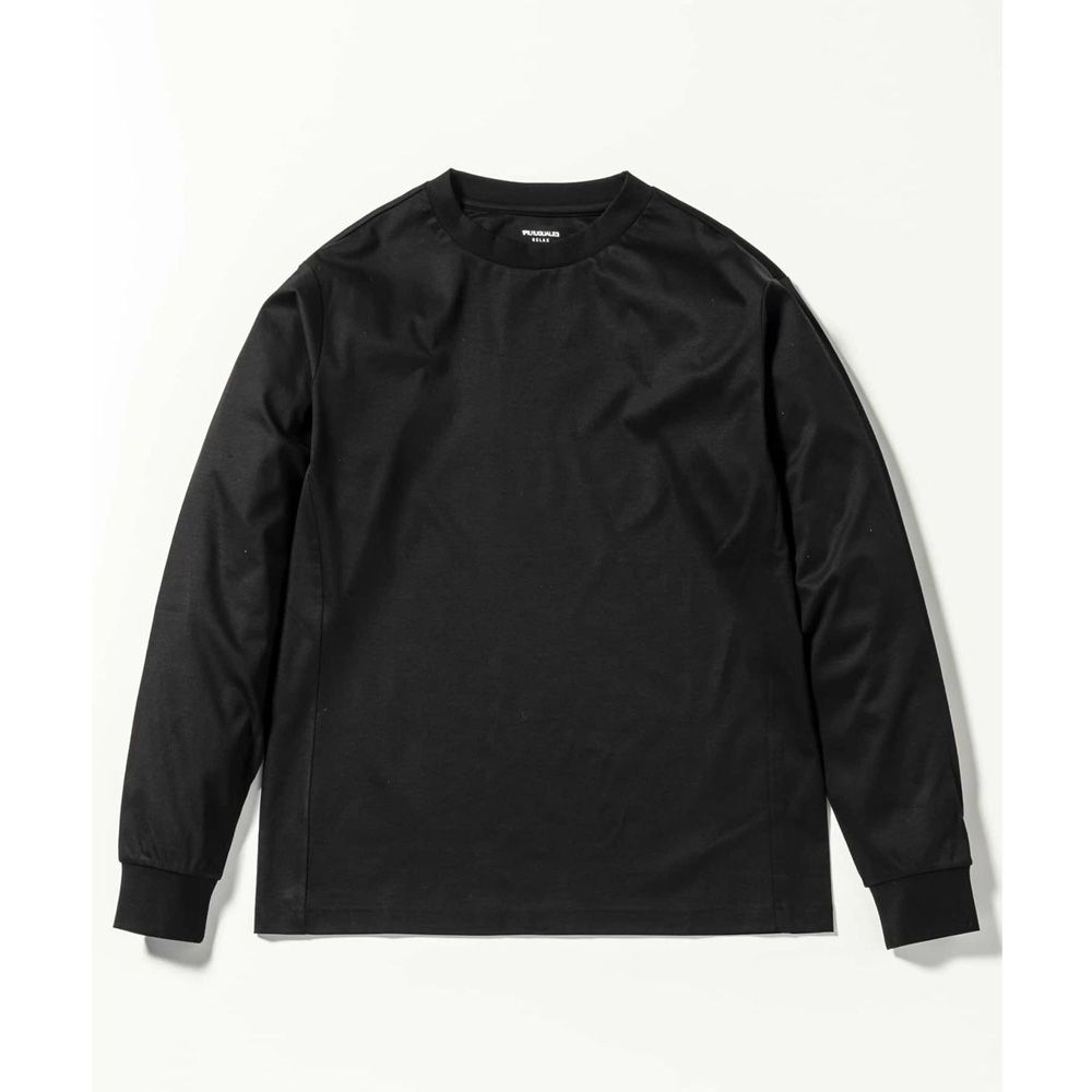 SUPER MERCERIZED LONG SLEEVE T-SHIRT - BLACK / ダブルシルケット ベーシック ロングスリーブTシャツ / UST-24059