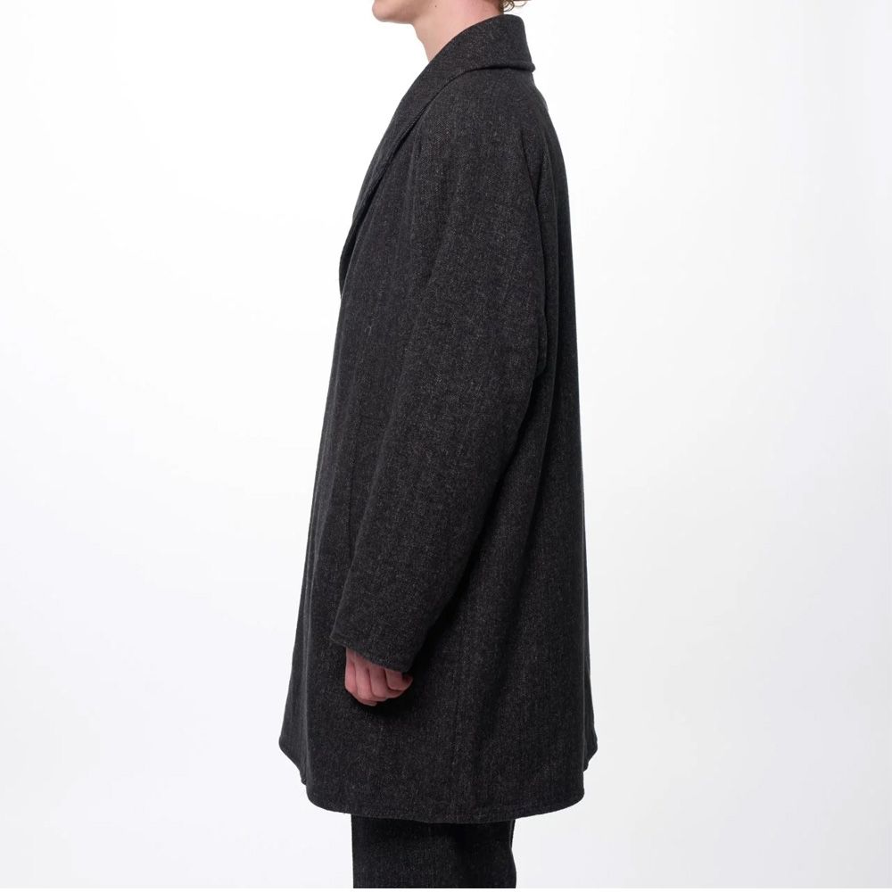 Shawl Collar Coat - Herringbone / ヘビーシルクフランネル - ショールカラーコート / M26C19CO01C