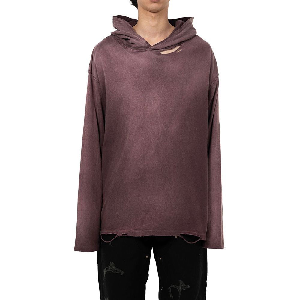 Distressed Light Weight Hoodie - BROWN / ライトウエイト フーディー / G15HD089