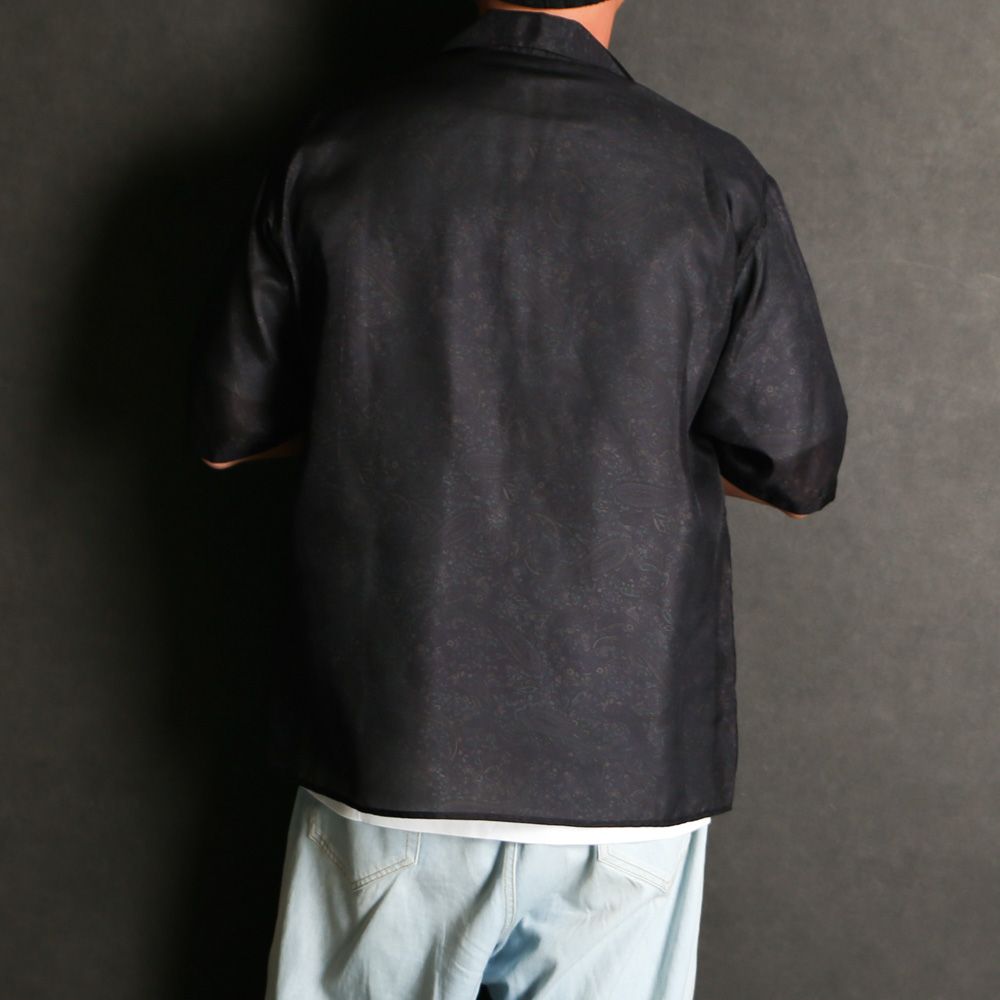 【ラスト1点-サイズ2】 SILK OPEN COLLAR S/S SHIRT - PAISLEY / 8匁シルク羽二重 - シルクオープンカラーシャツ / M26A21SH02B
